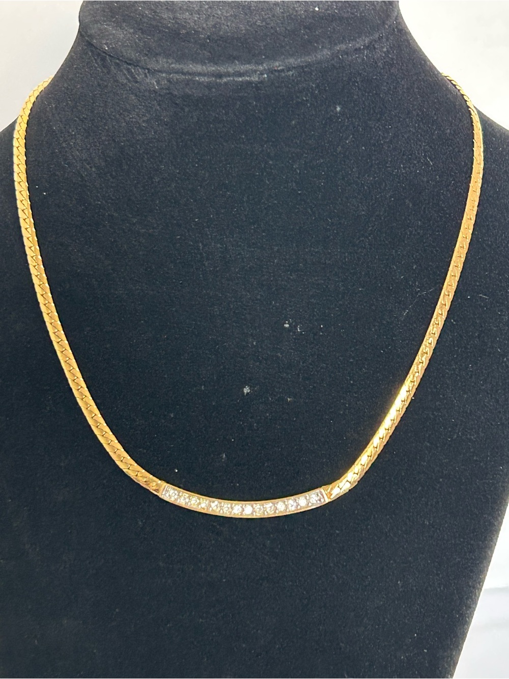 Monet Gold-Tone Curved Bar Necklace with Clear Crystals (5)